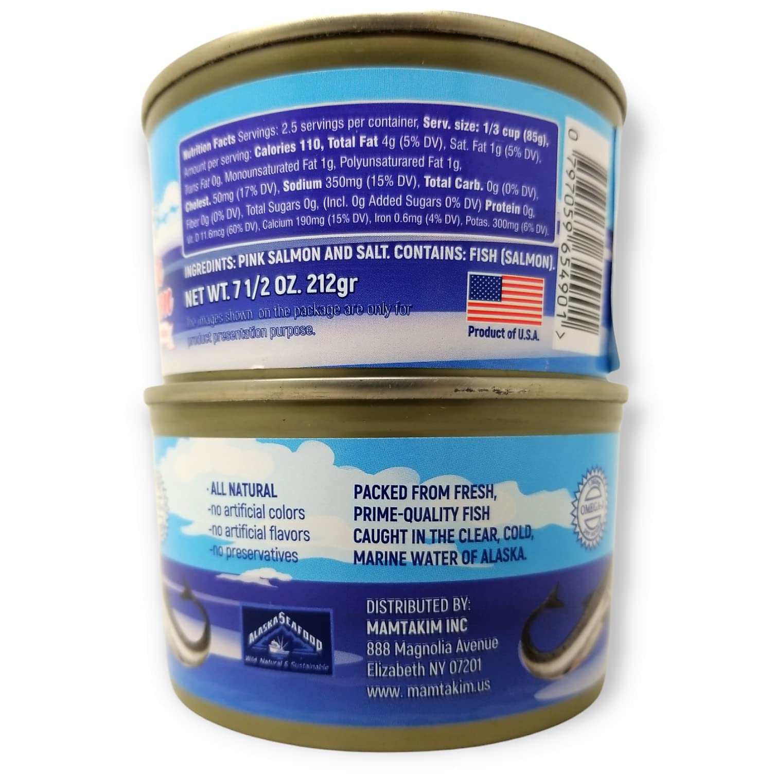 Belevini Pink Salmon Canned Wild Caught Alaskan 212g/7.4 Oz Natural Source of Omega-3 Fatty Acid, Rich in Protein, Ideal for Keto Diet & Paleo Diet (Pack of 6)