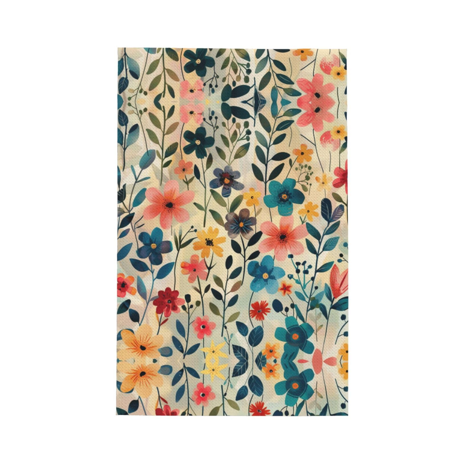 Xxahnbm Black Bold Orange Blue Floral Print Waffle Kitchen Towel,Absorbent Hand Towel
