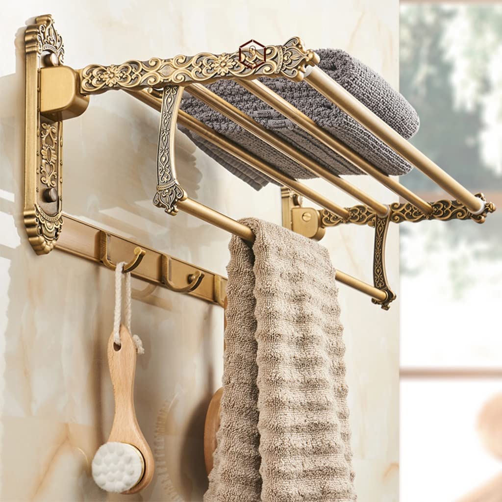 Étagère pour serviettes de bain FANDIAO antique et murale style européen de 60 cm