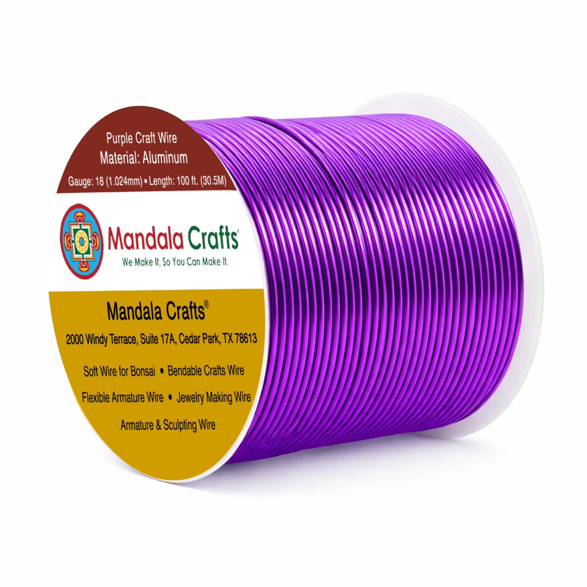 Mandala Crafts 18 Gauge Purple Anodized Aluminum Craft Wire, 100 FT