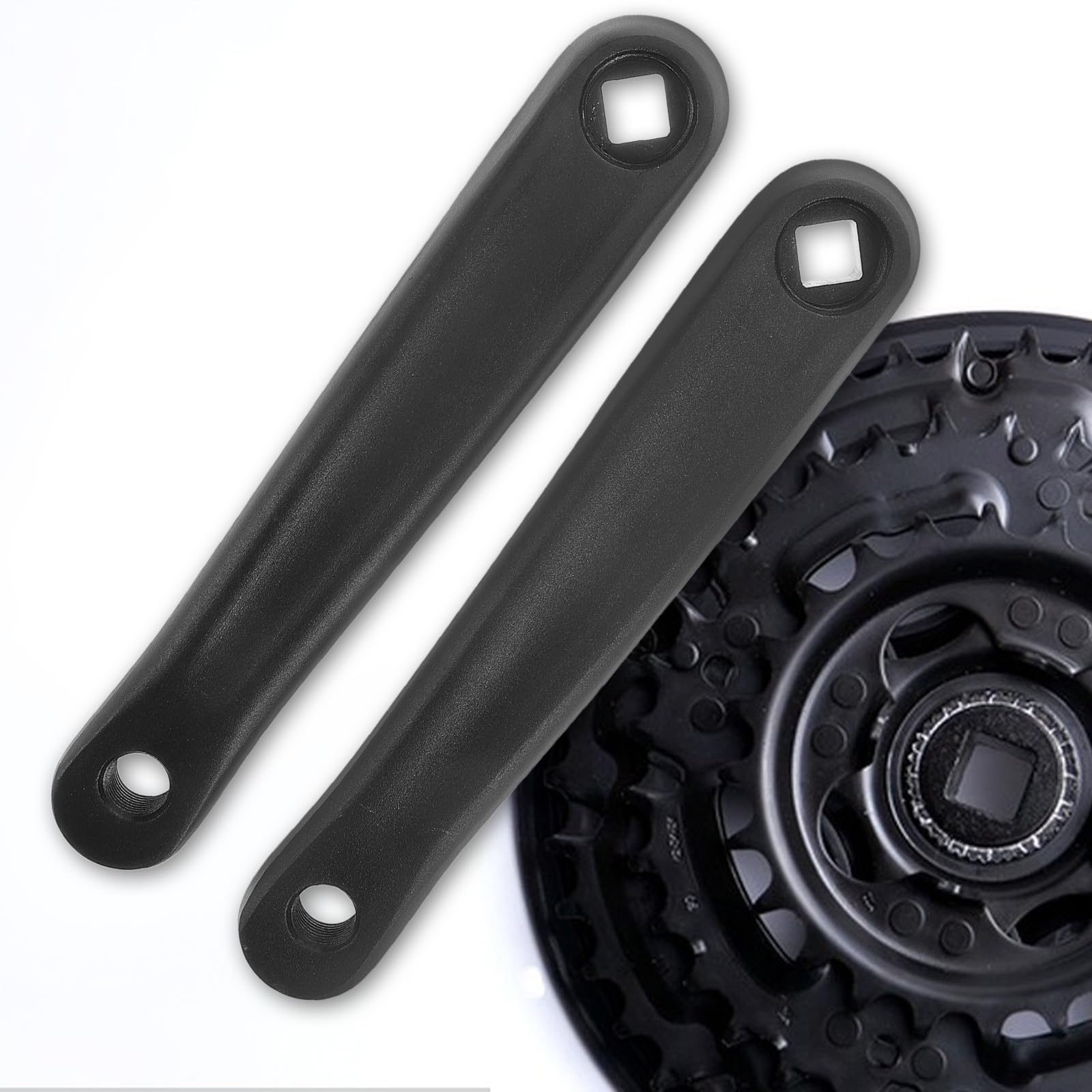 Braccio della Pedivella della Bici Elettrica 170mm 2 Pezzi Metallo Nero | Foro Quadrato Orizzontale, Montaggio Semplice e Compatibilità Versatile, per Bici da Strada e Cyclette