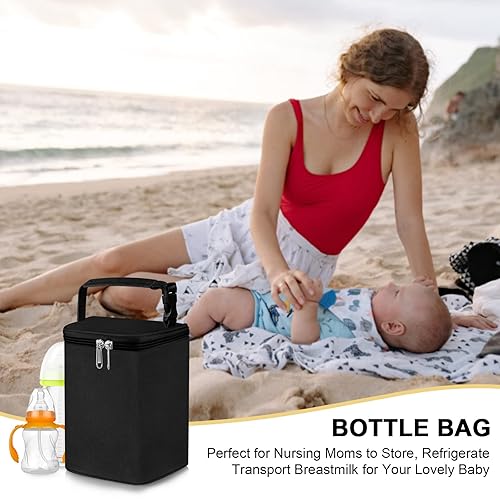 Miniatura 8 de Accmor Bolsa enfriadora de leche materna, bolsas enfriadoras de biberones, bolsas aisladas sobre la marcha, se adapta a 4 botellas grandes de 8