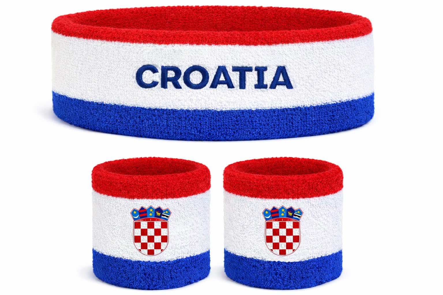 Suddora Country Headband &amp; Wristbands Set (Includes 2 Wrist &amp; 1 Head Sweatband), Highly Moisture Wicking