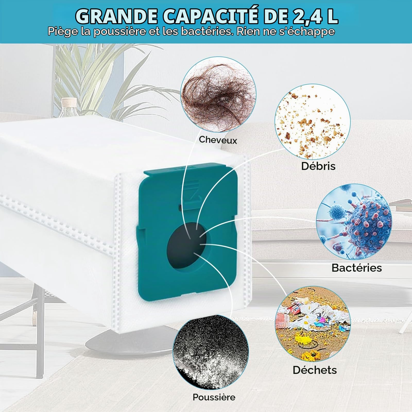 Zorplex 14 Pièces Sac à Poussière Clean Compatible avec Samsung Bespoke VCA-ADB95, Accessoires pour Aspirateurs, Sacs de Rechange pour Aspirateur, Cordless Stick Aspirateur Pièces de Rechange