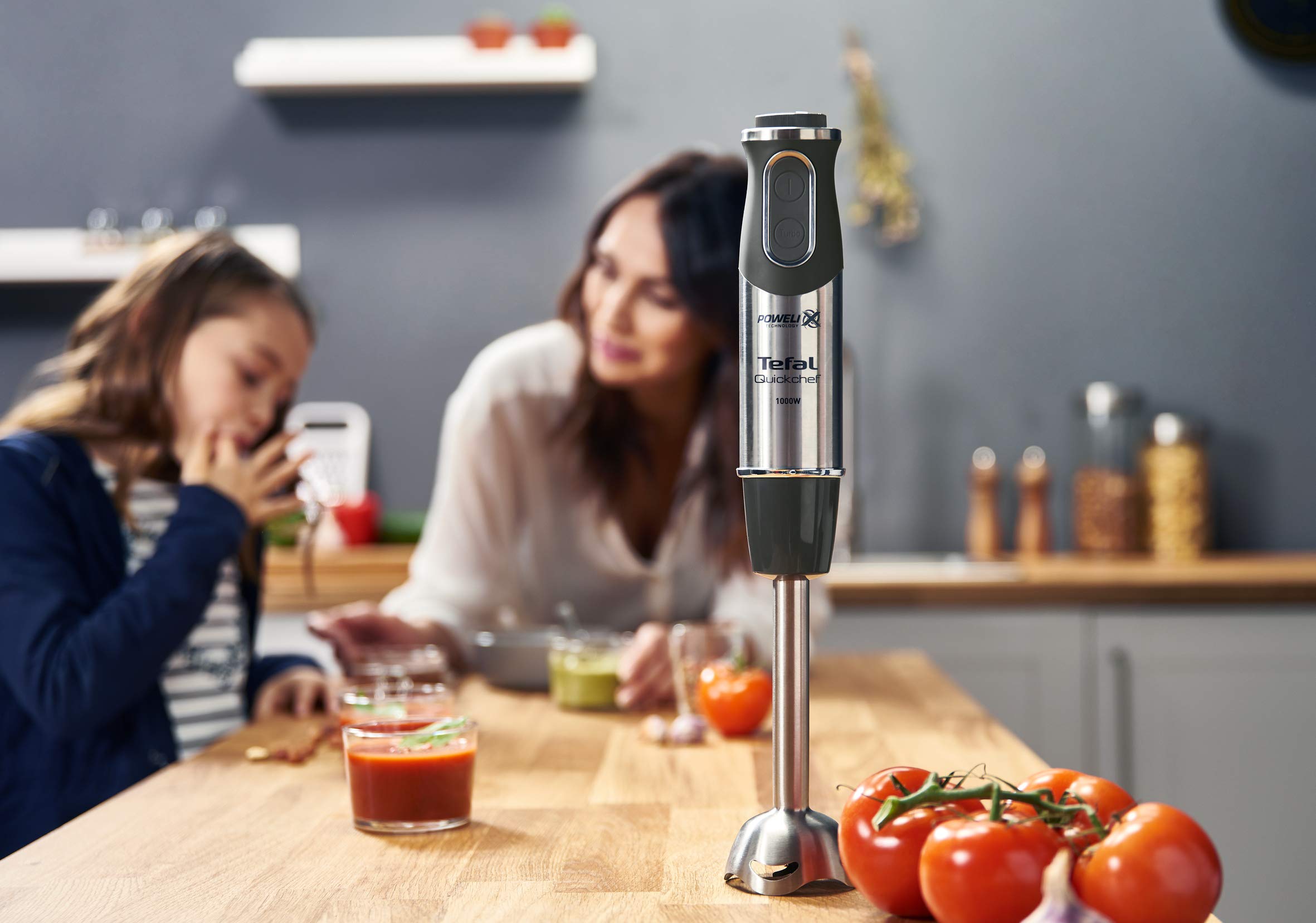 Tefal HB6598 blender 0,8 L Mélangeur par immersion 1000 W Noir, Acier inoxydable