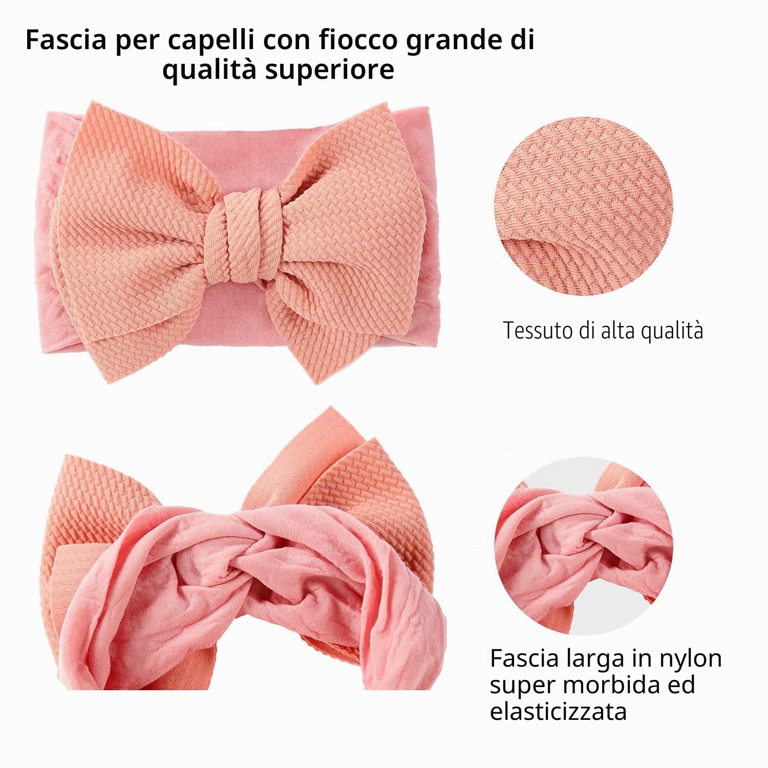 Cinaci Confezione da 12 Fasce per Capelli in Nylon Super Elastico con Fiocco Grande Accessori per Capelli Fasce per Neonate Neonati Bambini Bambini