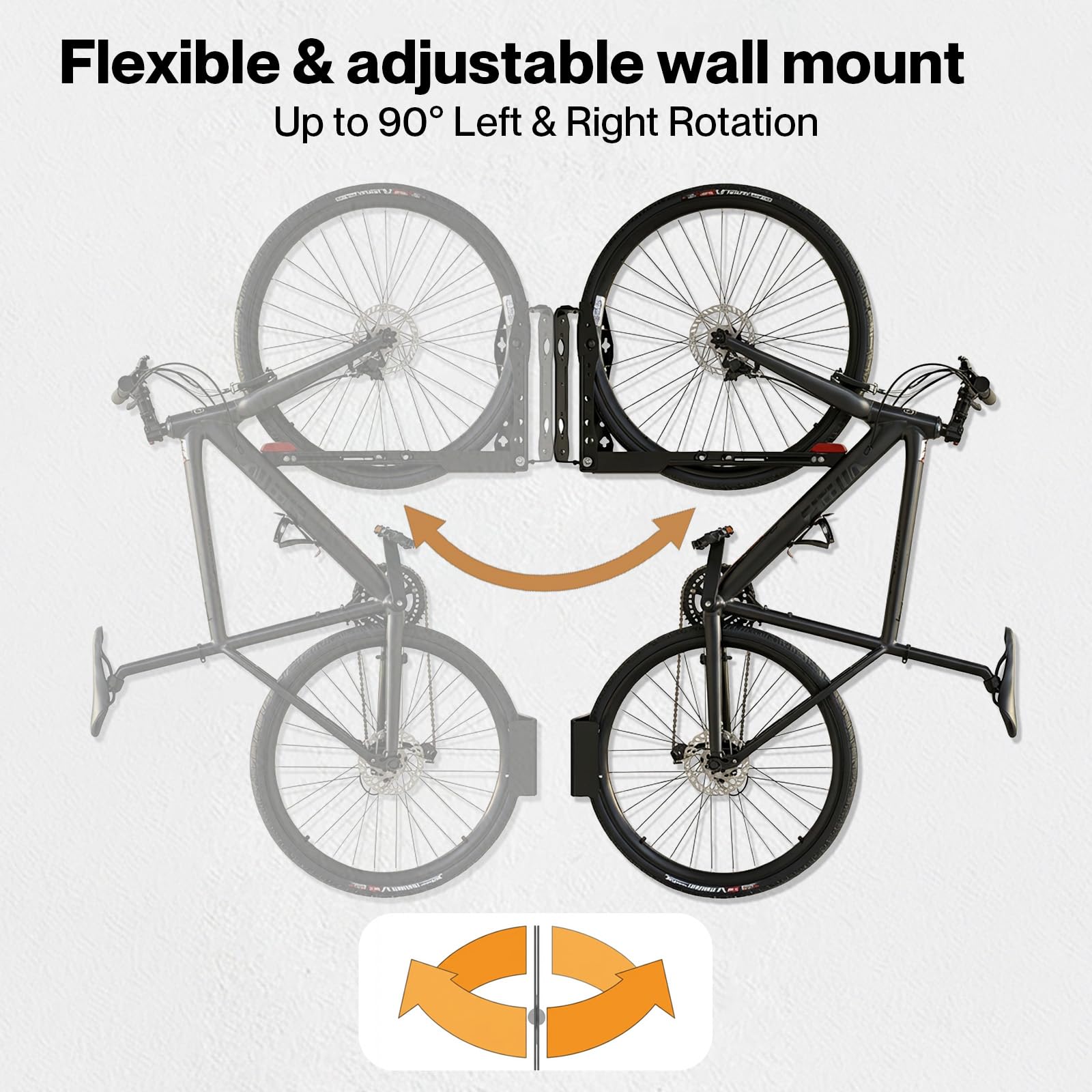 MONVELO Swivel Bike Wall Mount, Adjustable Bike Wall Rack Bike Hanger, Fits 24"-29" Tyres, Holds Up to 30kg - Image 4