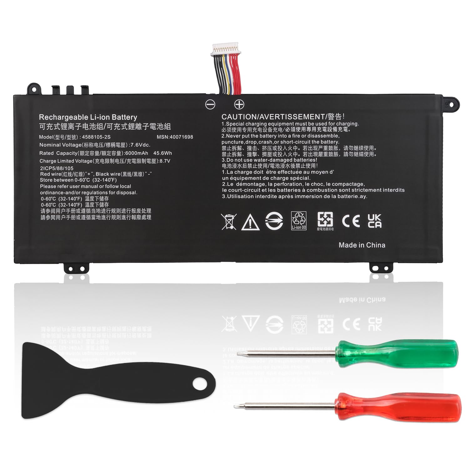 4588105-2S 40071698 Bateria kompatybilna z Dynabook Satellite Pro C50-H C50-E C50D-B C40-G C40-H C50-H-108 C50-H-103 C50D-B-115, MEDION Akoya E15403, 4588105-2S 007222 15 4588106 4588106 2S [7,6 V