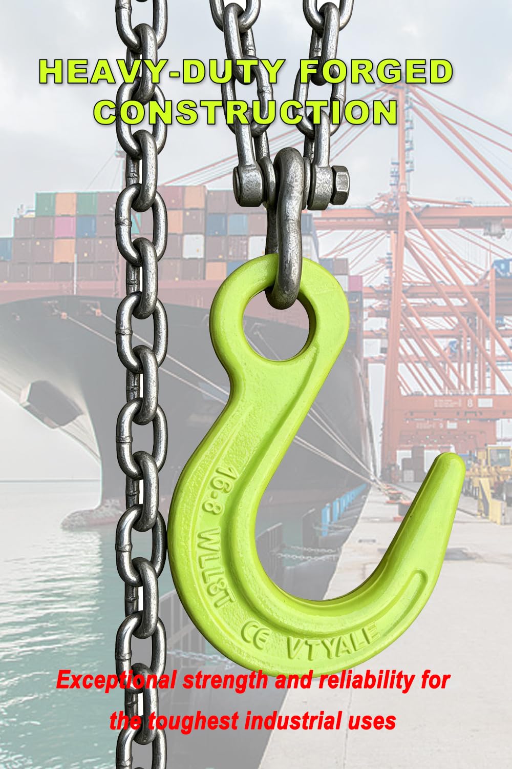 Ganci per sollevamento pesanti, con grande apertura, confezione da 4 pezzi, in acciaio legato G80, per sollevamento di attrezzature, trasporto portuale, lavori di costruzione, confezione da 4