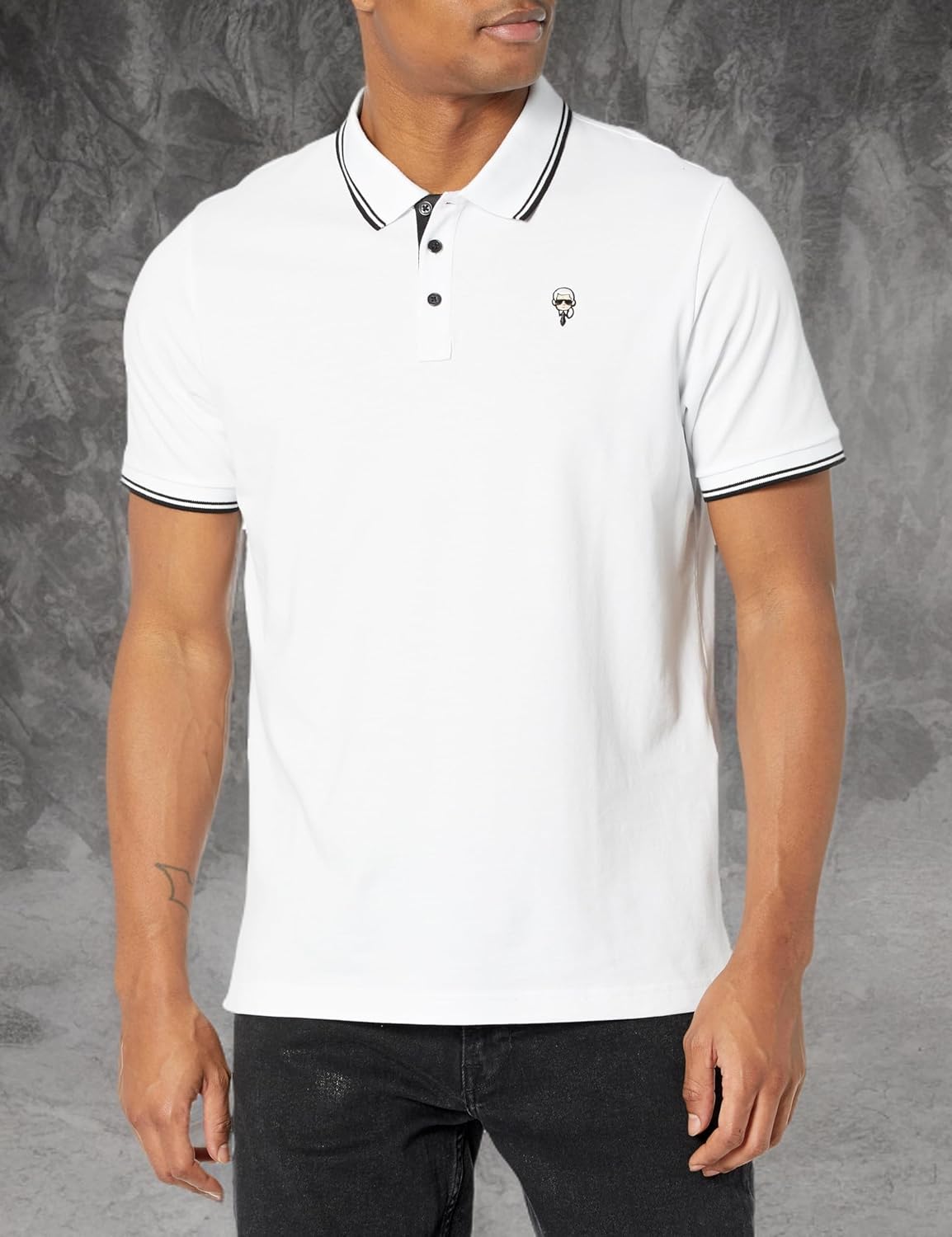 KARL LAGERFELD Paris Men's Sportswear Polo,White,Medium - Image 3