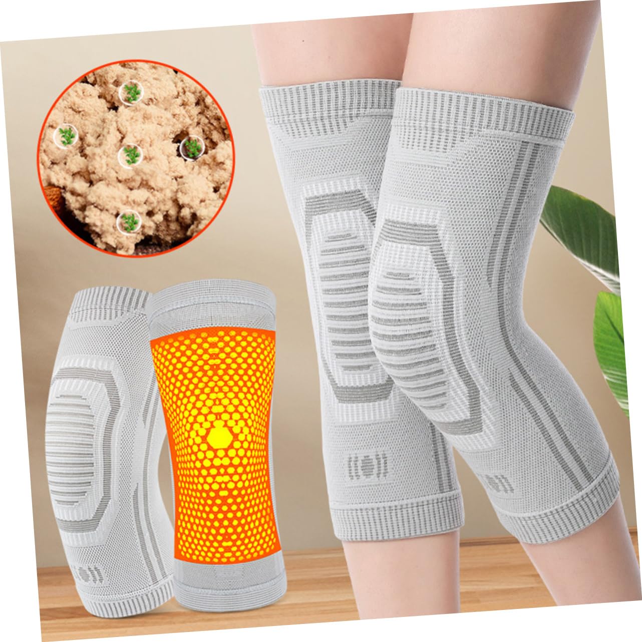 PartyKindom Protective Wrap Graphene Support for Men Compression Fit Thin Pads Winter Leg Patella Support for Sports