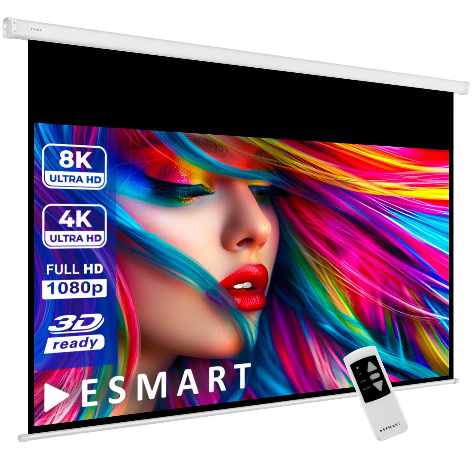 ESMART Professional MIMOTO Projection Screen Motor 221 x 125 cm (100") 16:9 | Programmable Remote Control | Home Theater Electric Projector Projection Screen Motor Screen - 1