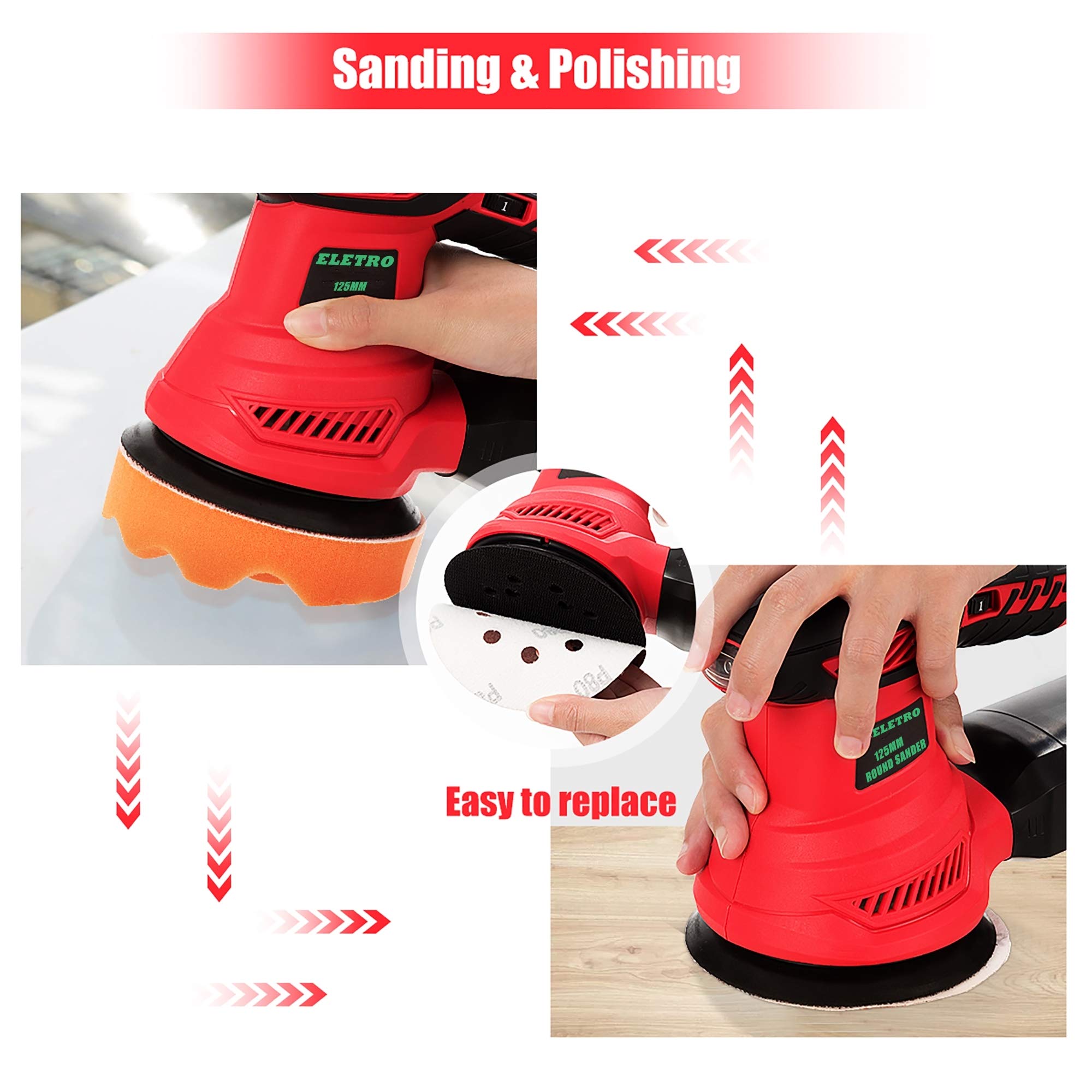 Buy ELECTRO Professional Palm Random Orbit Sander AC 600013000 RPM 6 Variable Speed with Dust