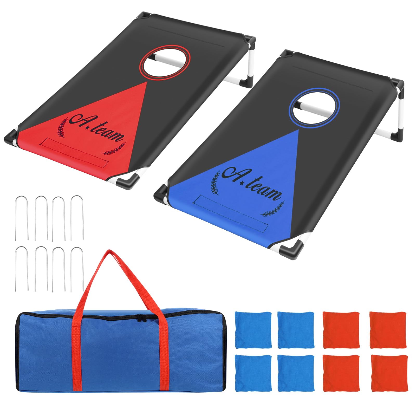 2 Pcs Cornhole Board Set, 3 x 2 ft Portable Corn Hole Game Set with 8 Bean Bags and 1 Carry Bag Indoor Outdoor Toss Game for Kids and Adults