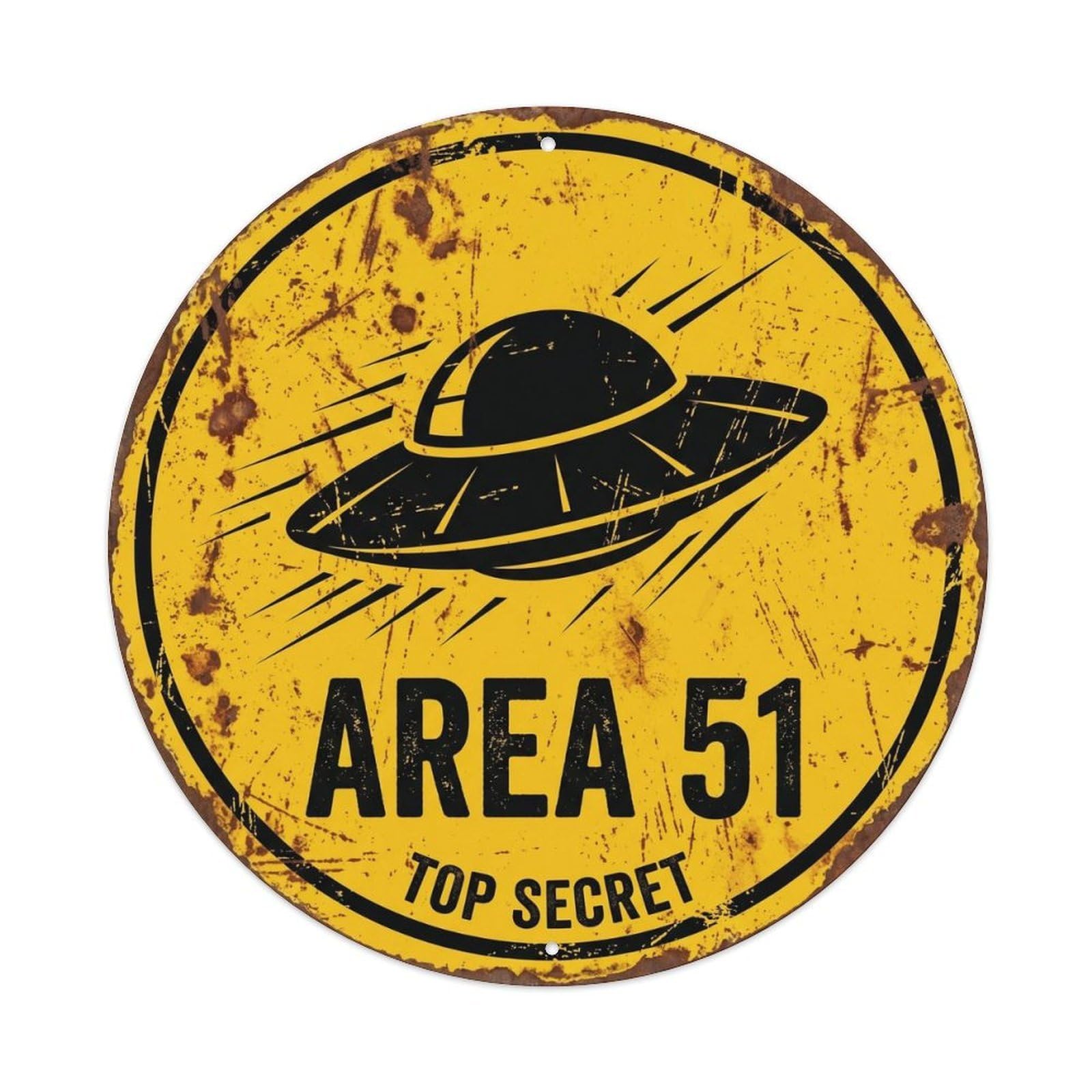 Flying Saucer Area 51 Top Secret Flying Saucer Flight Metal Tin Sign