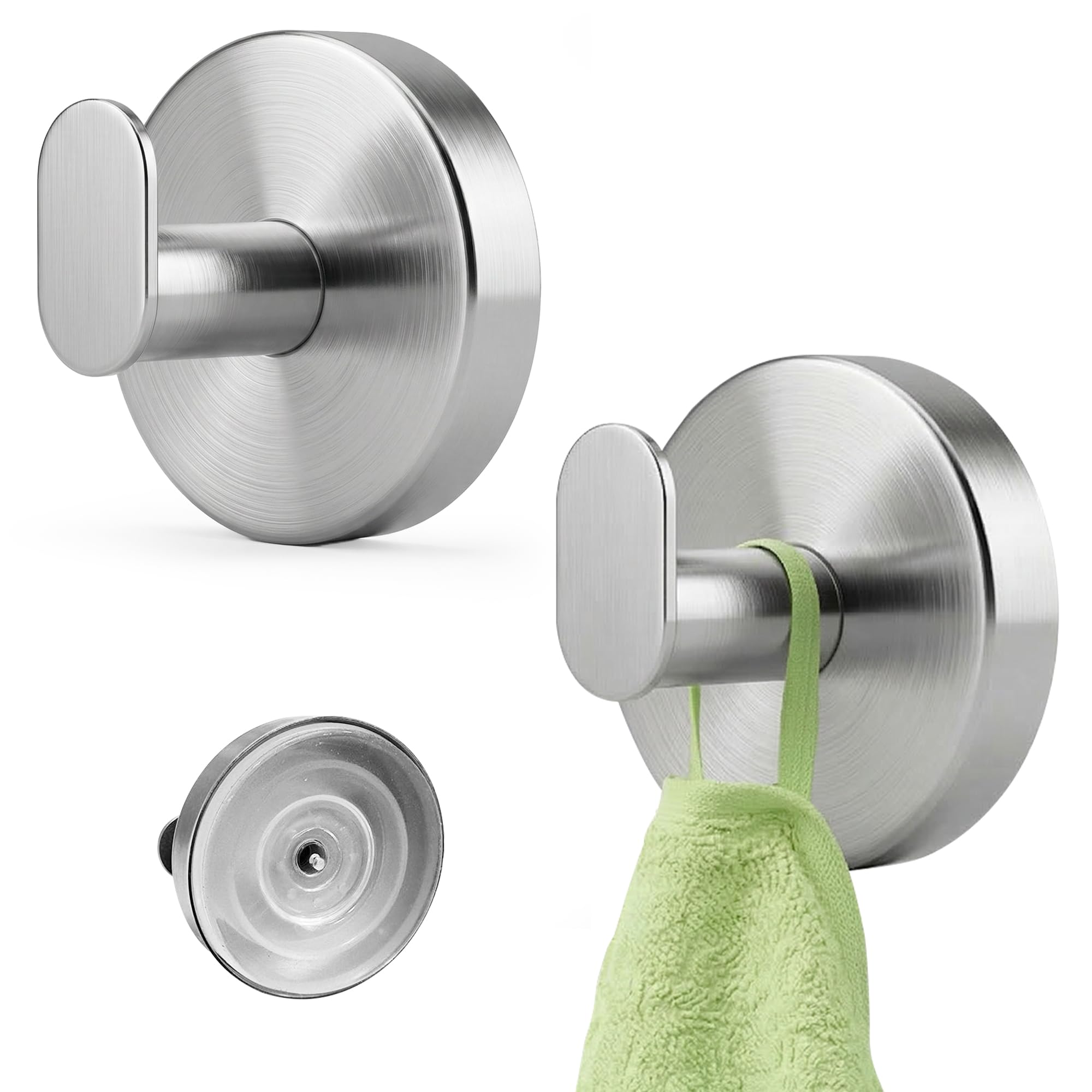 2 Toalleros de baño sin Taladro de Acero Inoxidable – Colgador Ventosa Resistente hasta 8 kg – Ideal Accesorios baño sin Taladro y Accesorios Cocina