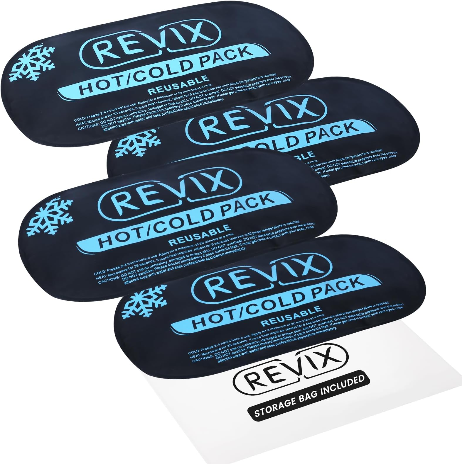 REVIX Hot and Cold Pack for Pain Relief 4 Pack Heating