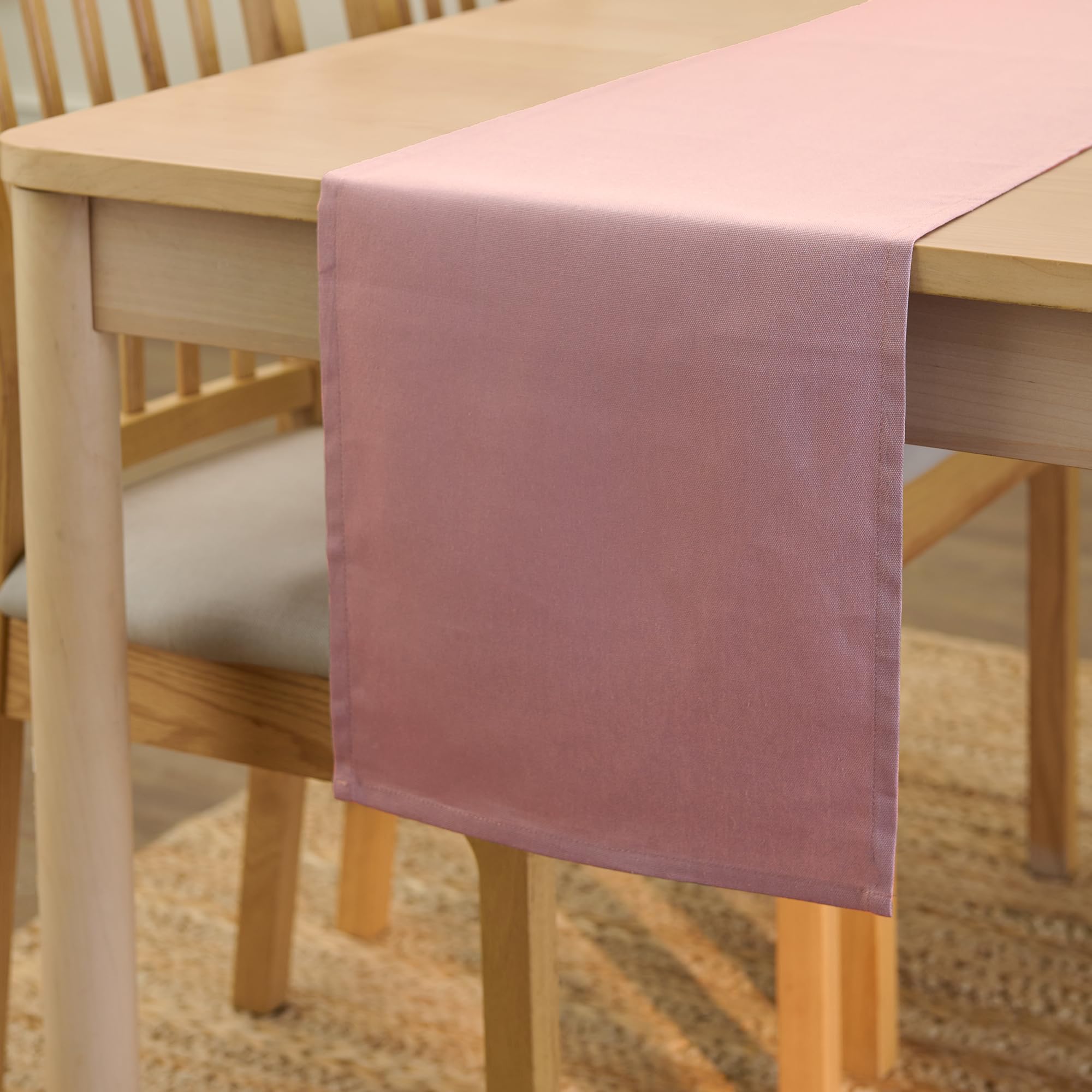 Encasa Table Runner for 4 to 6 Seater Dining - Mauve | 13x59 in | Over 20 Modern Colors & Woven Designs, Machine Washable