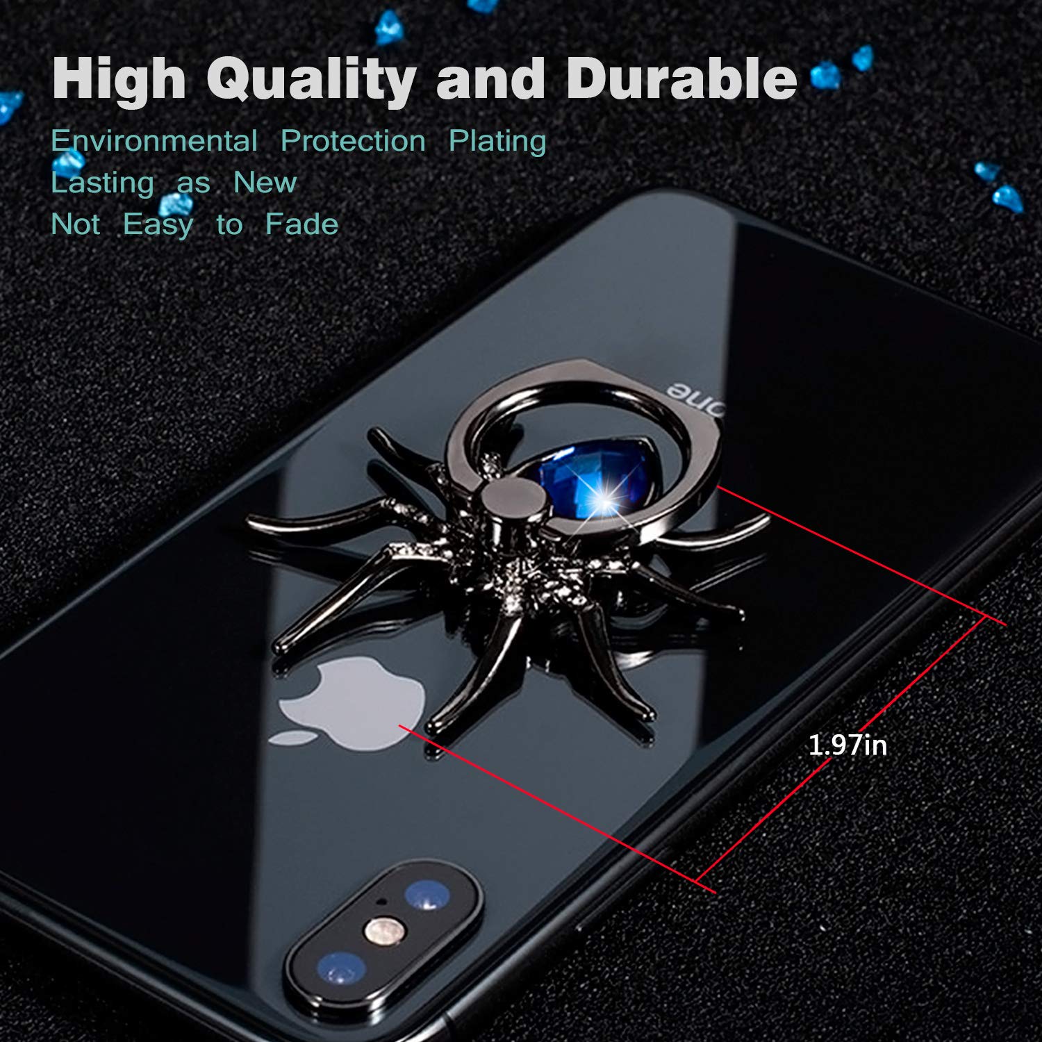 Allengel Ringhalter aus Metall mit Fingerring-Ständer und Strukturiertem Glitzer-Halter für Starke magnetische Autohalterung, kompatibel mit Handys, Smartphone-Zubehör, saphirblau