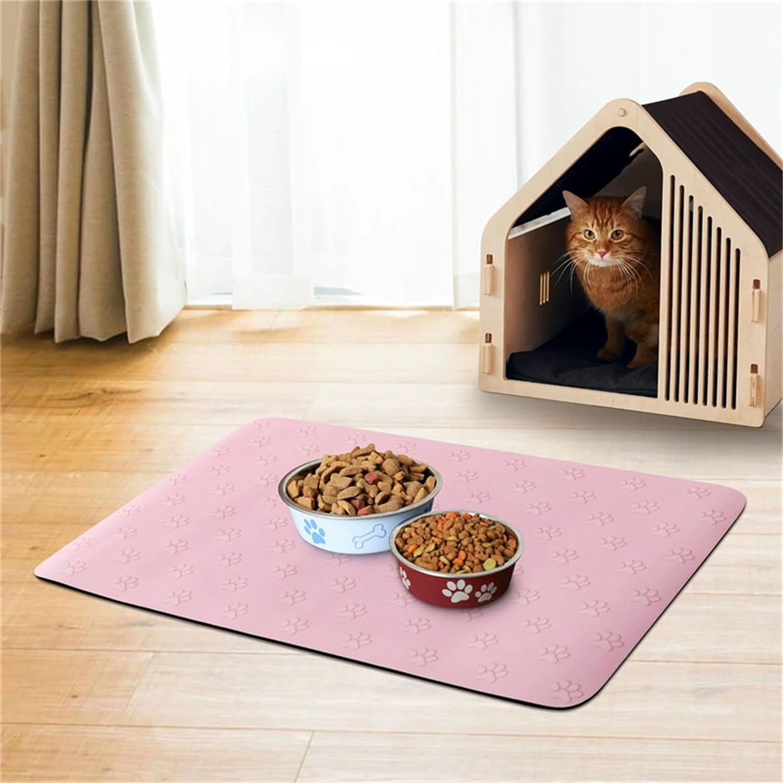 DOTBUY-SHOP Absorbent Pet Feeding Mat for Dog Cat, Quick Dry Pet Food Bowl Mats with Non Slip Rubber Bottom Diatomite Durable Dog Placemat Washable Cat Food Pad (Pink,80x120cm)