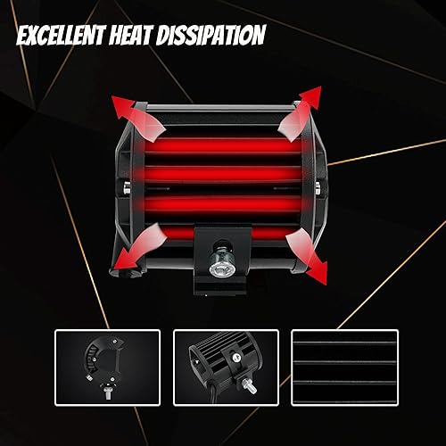 Miniatura 4 de Cápsulas de luz LED para camiones, barra de luz LED de 4 pulgadas, 72 W, 7000 lm, cuádruple fila, impermeable, luces de conducción todoterreno,