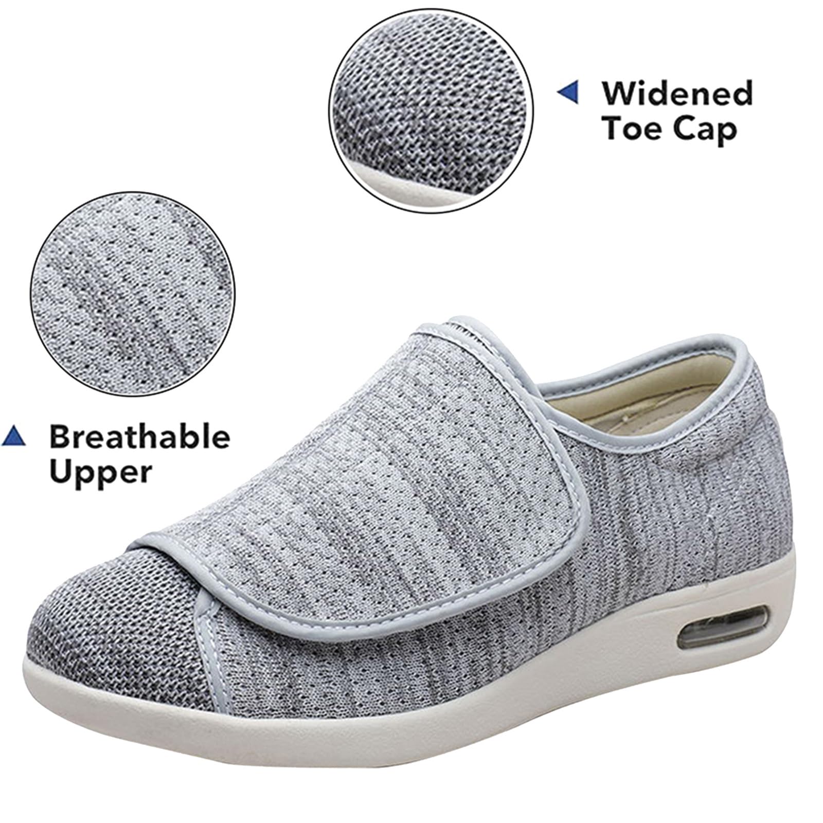Portatili Scarpe per diabetici,Larghe per Piedi Gonfi Scarpe da Passeggio Regolabili per La Neuropatia Dolorosa dei Piedi degli Anziani.Light Gray 51
