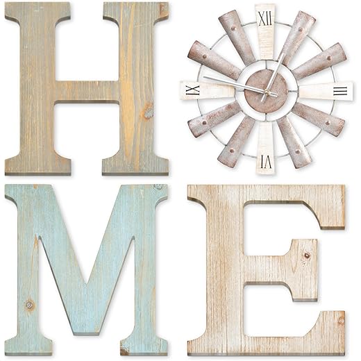 Farmhouse HOME Windmill Clock Wall Art