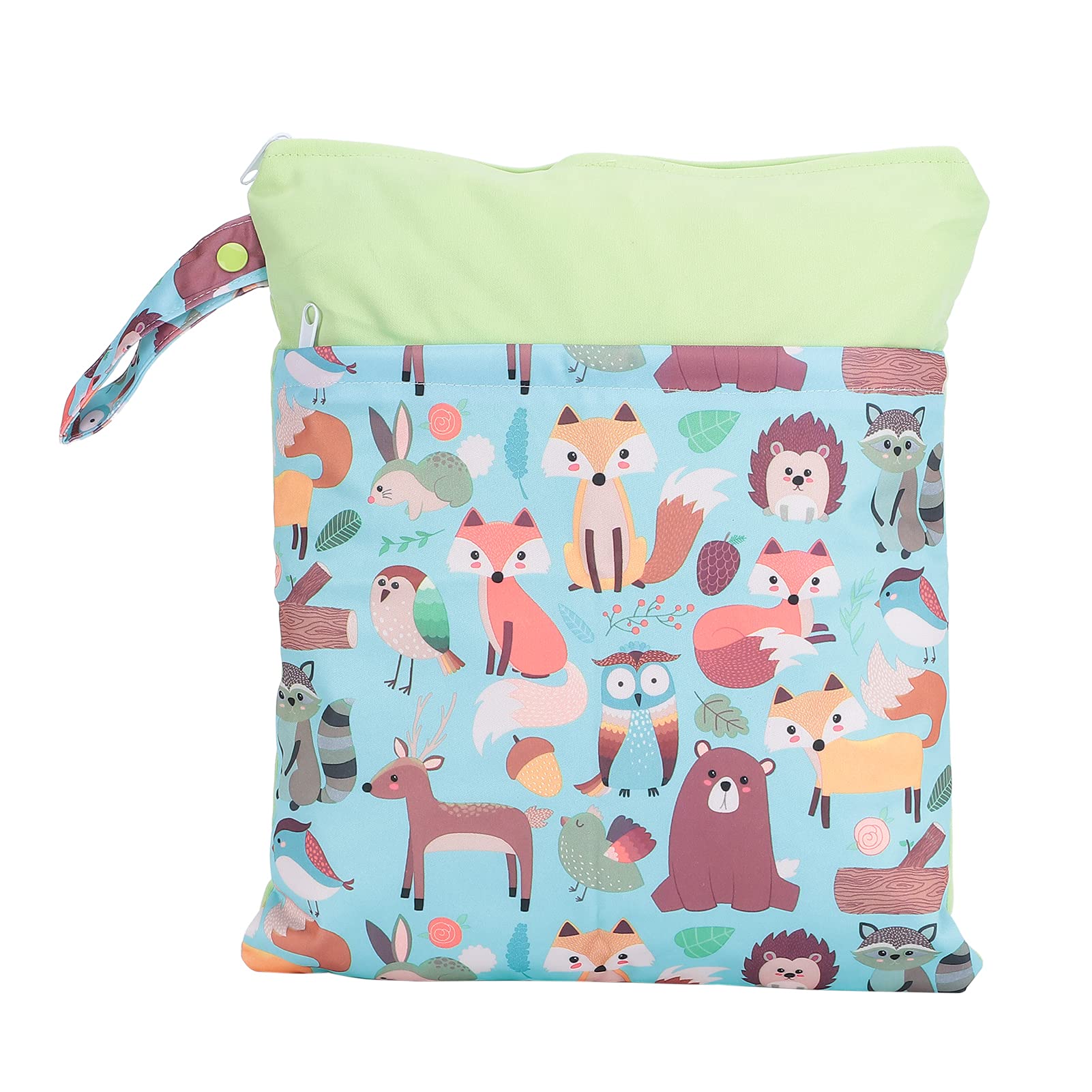 Baby Cloth Diaper Wet Dry Bags, Waterproof 4 Different Patterns Practical Wet Dry Bags Cute Cartoon Pattern for Soiled Baby Items for Swimsuit(Zoo)-image-30