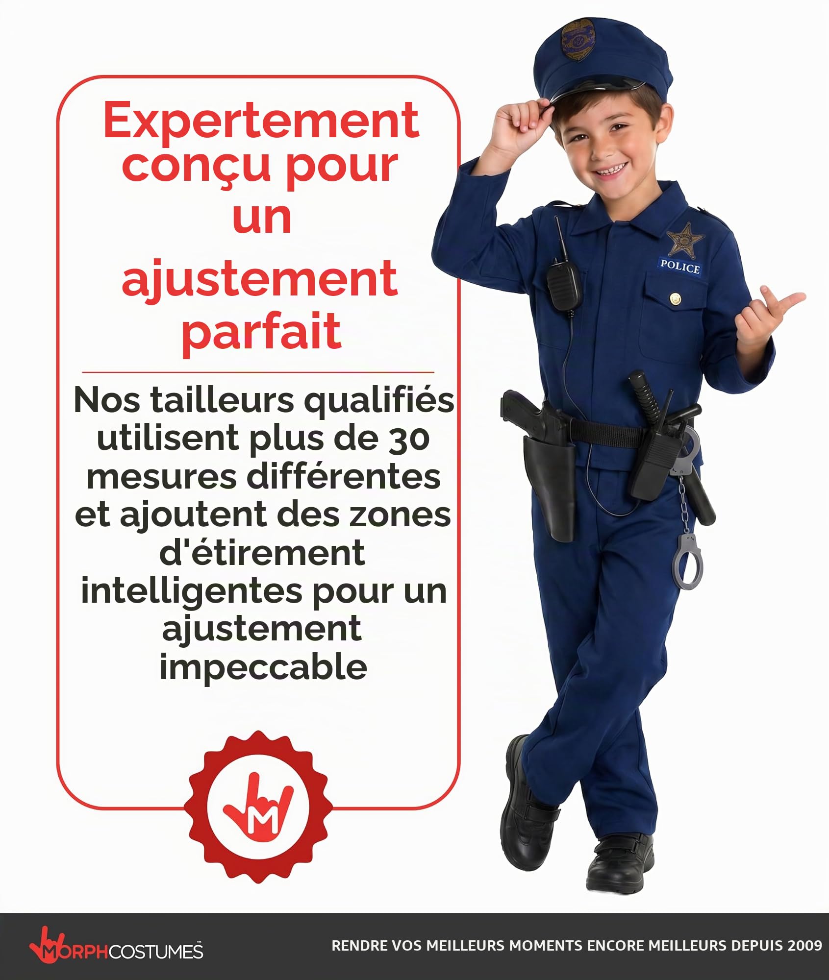Morph Costume Policier Enfant, Deguisement Halloween Enfant