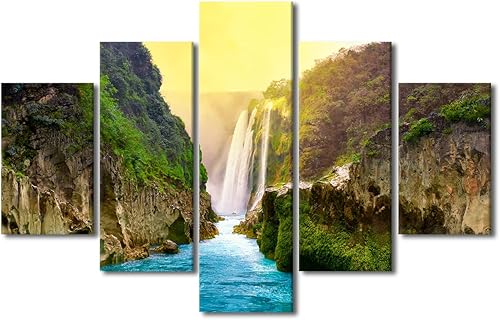 Vista 279 de TUMOVO 5 paneles de arte de pared de volcán en México, impresión sobre lienzo, paisajes naturales, cuadros para dormitorio, decoración del hogar