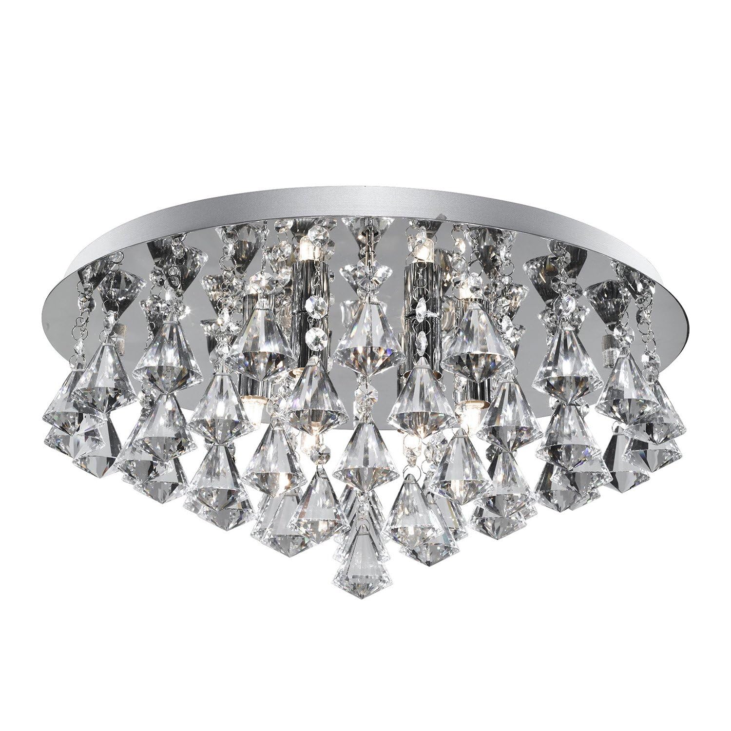 Searchlight Lighting Chrome Searchlight 3306-6Cc Hanna 6 Lights Crystal Flush Ceiling