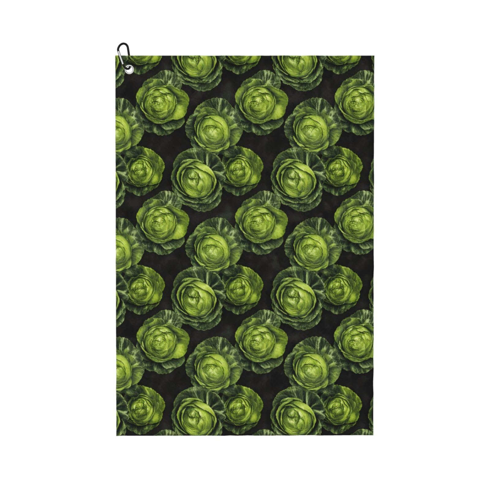 Oudrspo Aesthetic Green Cabbage Seamless Pattern Multi-Functional Golf Towel | Absorbent Quick Drying 16x24in