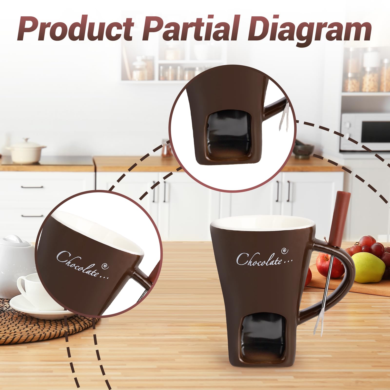 Ceramic Butter Chocolate Fondue Mug, Melting Chocolate Pot with Fork, Cheese Warmer Cup - Image 3