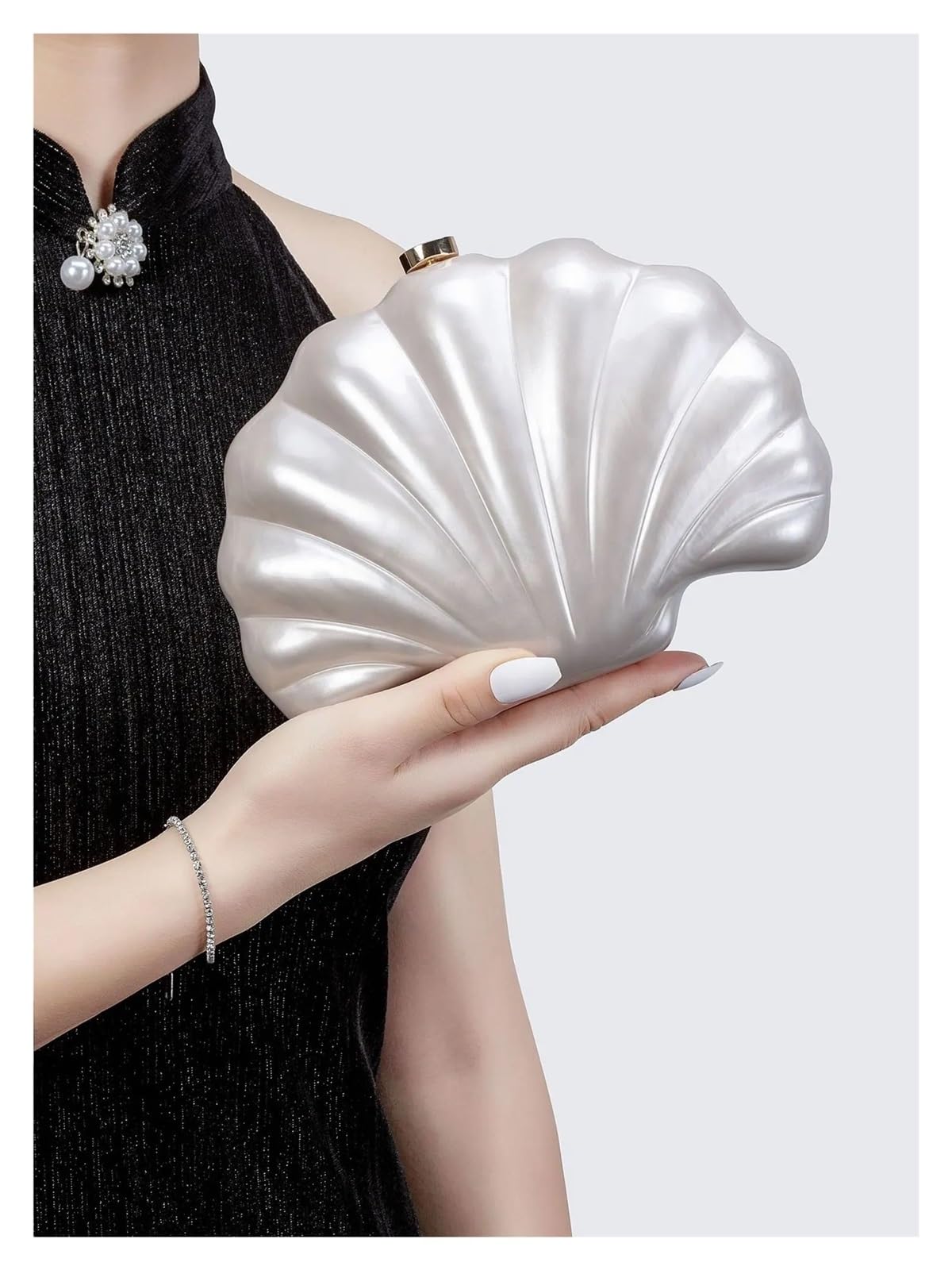 Donna Shell Clutch Borsa a tracolla da donna, borsa sera, festa, ballo, di lusso, sposa per Vacanze Giornaliere