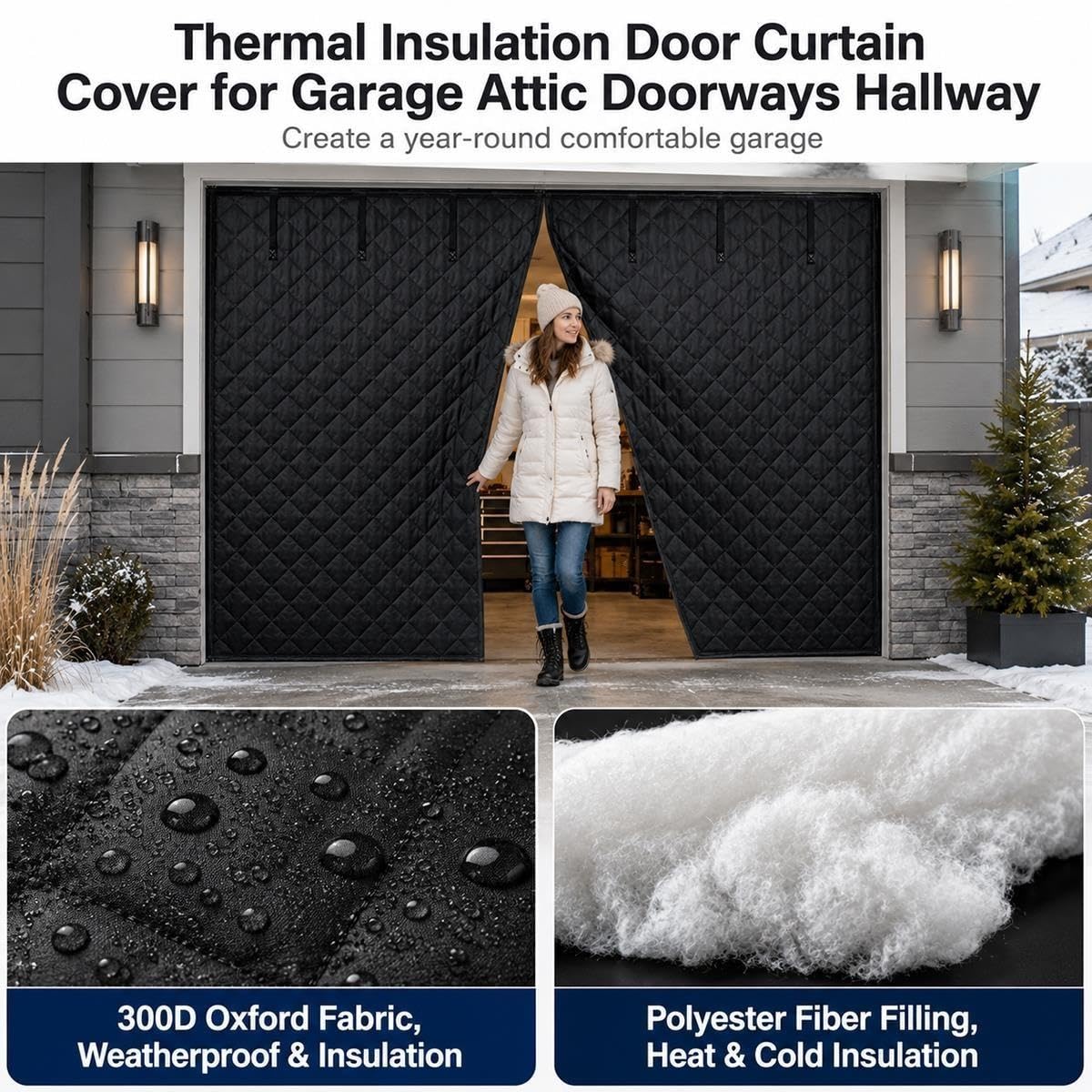 Kit Isolante per Porta Garage Invernale, Tenda Magnetica Termica
