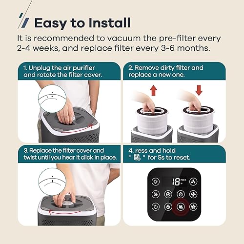 Miniatura 9 de Welov P200S Purificadores de aire para el hogar habitación grande con un paquete de filtro HEPA verdadero H13 extra