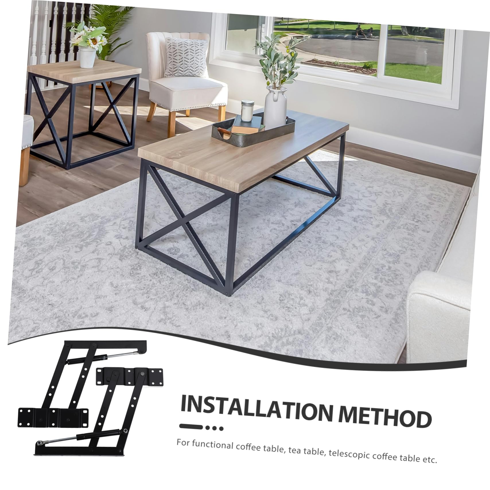 HEMOTON Soporte Elevador de Muebles de Hierro Negro Resistente Estructura Fuerte y Optimización de Espacio para Mesa Baja Funcional y Telescópica