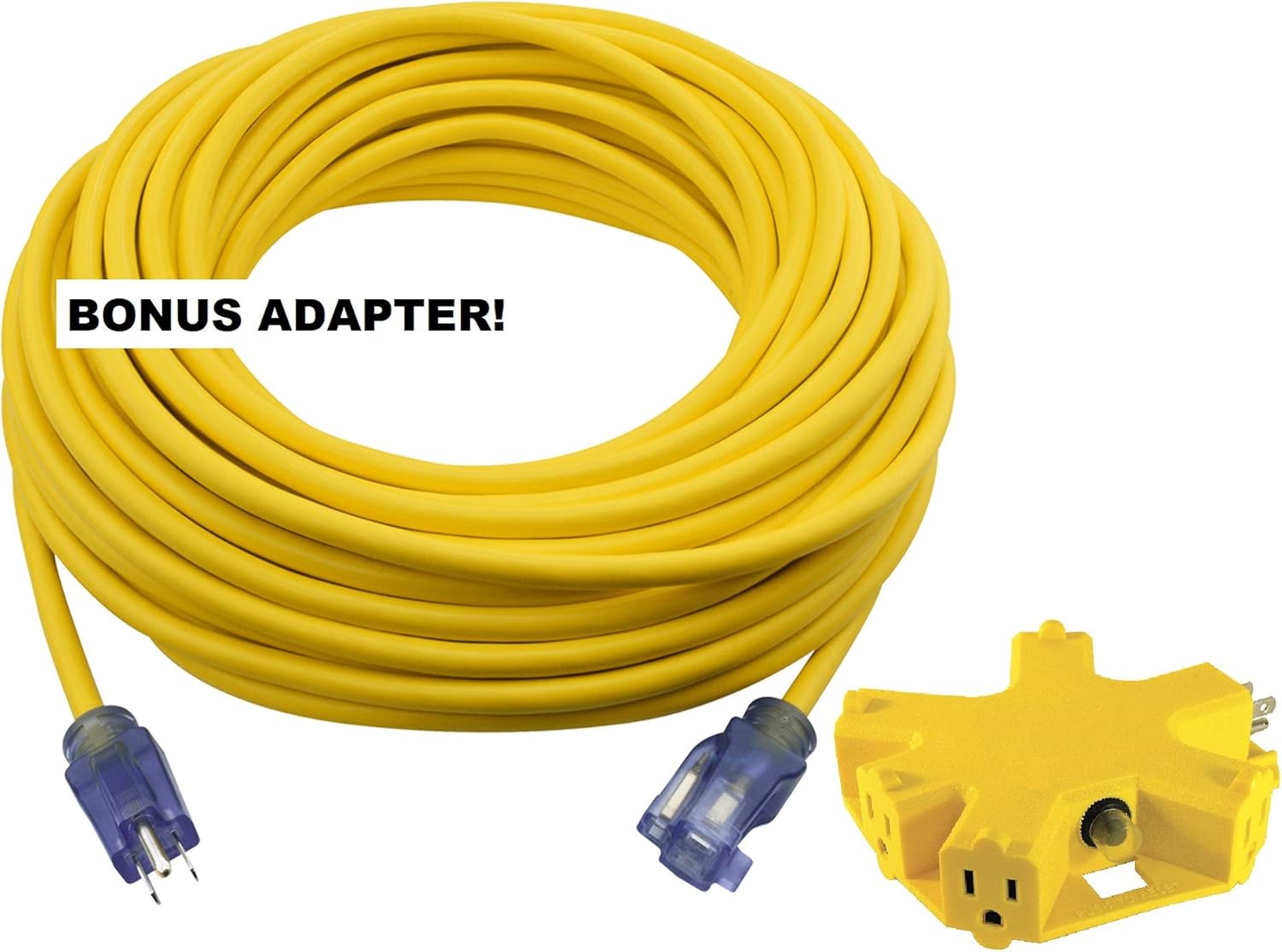 Super Sale 🛒 Clear Power 100 ft 12/3 SJTOW Extra Heavy Duty Contractor Grade Extension Cord with 5 Outlet Adapter Combo, Oil Water & Weather Resistant, Flame Retardant, Yellow, 3 Prong Grounded Plug, CPCO90001 Crazy Deals Clear Power 100 ft 12/3 SJTOW Extra Heavy Duty Contractor Grade Extension Cord with 5 Outlet Adapter Combo, Oil Water & Weather Resistant, Flame Retardant, Yellow, 3 Prong Grounded Plug, CPCO90001