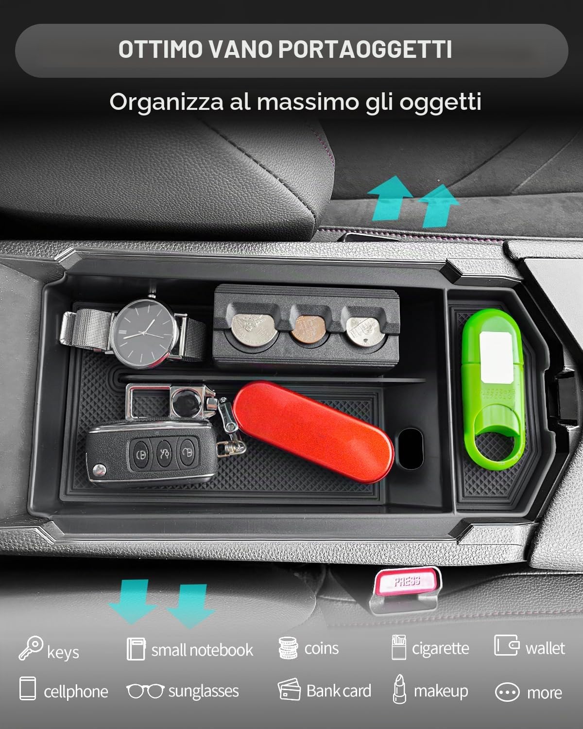 CDEFG Compatibile con Toyota C-HR CHR Hybrid 2024 2025 console centrale, vano portaoggetti, bracciolo, scatola di immagazzinaggio auto center console organizer vassoio CHR 2024 accessori
