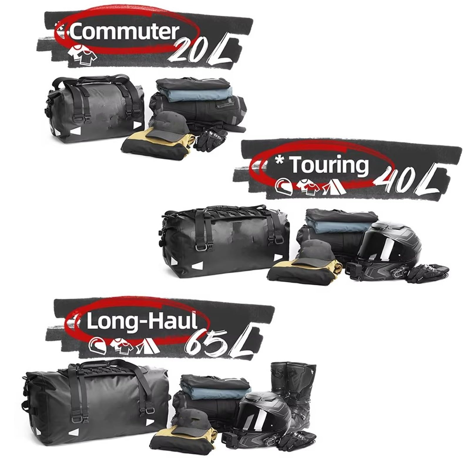 Moto Sacoche Selle Sacoche De Selle Moto Étanche Pour 20 L 40 65 Latérale Universelle Boîte Voyage Supérieure Combinaison Gratuite