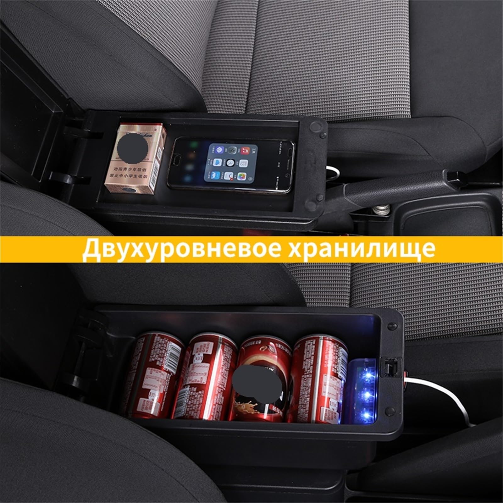 Armsteun Richter Bush Pasuje do Suzuki Swift Podłokietnik Box Akcesoria do podłokietników samochodowych Szczegóły wnętrza Schowek Części do modernizacji 2005-2023(B2 Black line 3 USB)