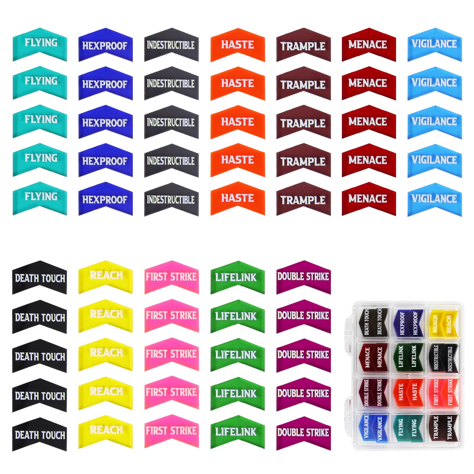 Futhark – Lot De 60 Compteurs MTG à Code Couleur Pour Magic The Gathering – 12 Mots-clés – Cadeau Idéal