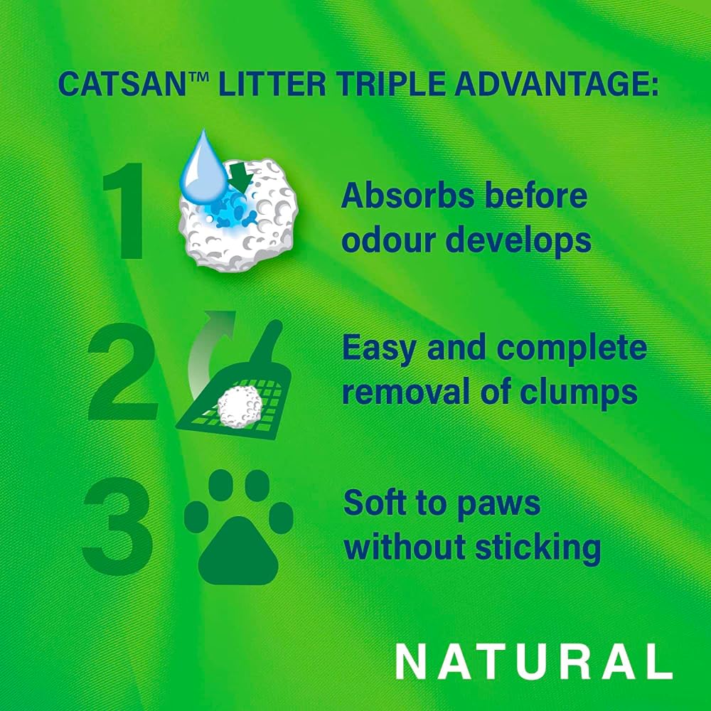 Catsan Natural - Arena para Gatos Biodegradable. Neutralización eficaz del Olor y la Humedad