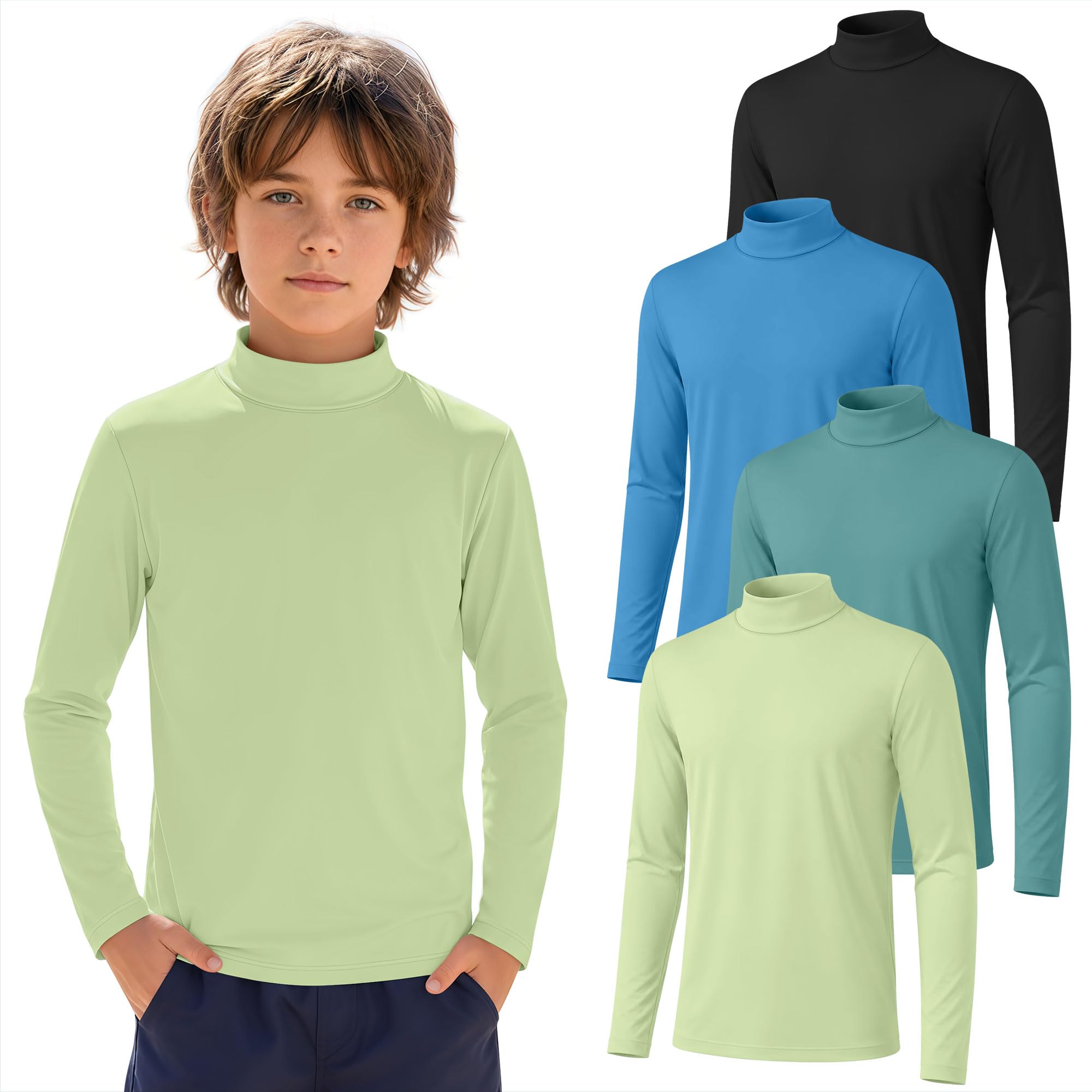 Photo 1 of Halfchet 4 Pack Boy's Rash Guards UPF 50+ Shirts, 4-Color, 13-14 Years