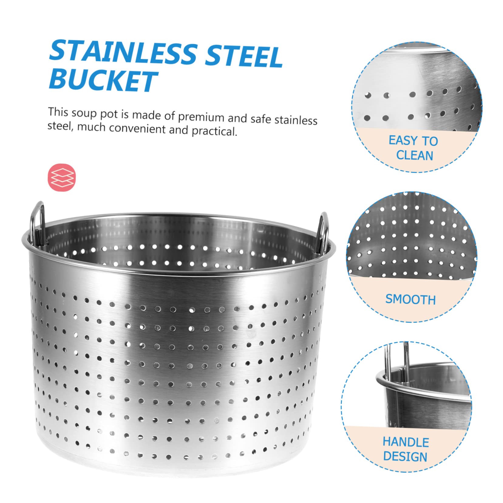 Olla de Acero Inoxidable para Cangrejos de Río 35 Cm Cubo Filtrante Resistente Fugas Utensilio de Cocina para Drenar Líquidos y Aceite Uso Doméstico