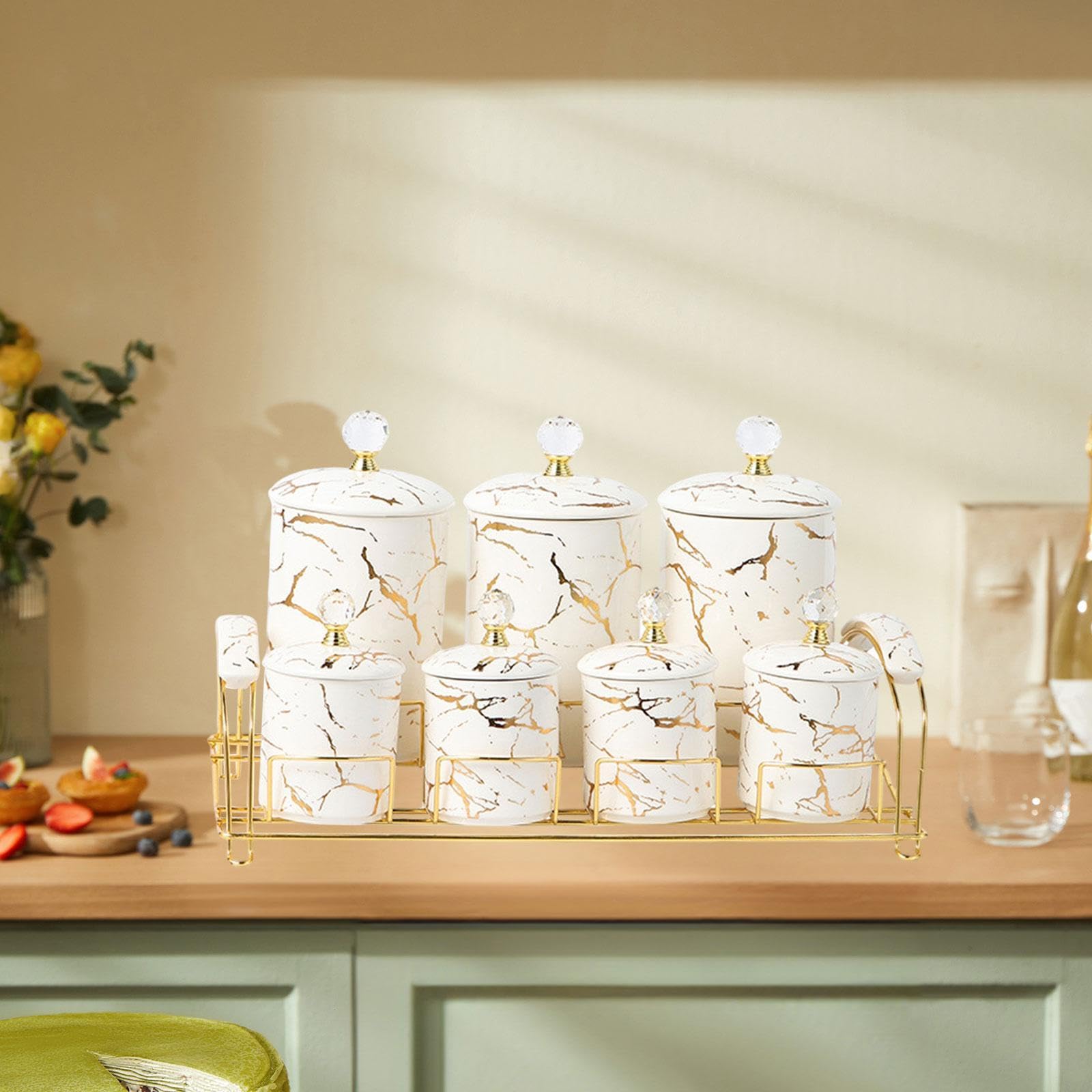 Lot de boîtes en porcelaine pour le stockage des aliments secs – Bocaux décoratifs pour biscuits, collations et apéritifs – Idéal pour l'organisation de la maison et la décoration de la cuisine