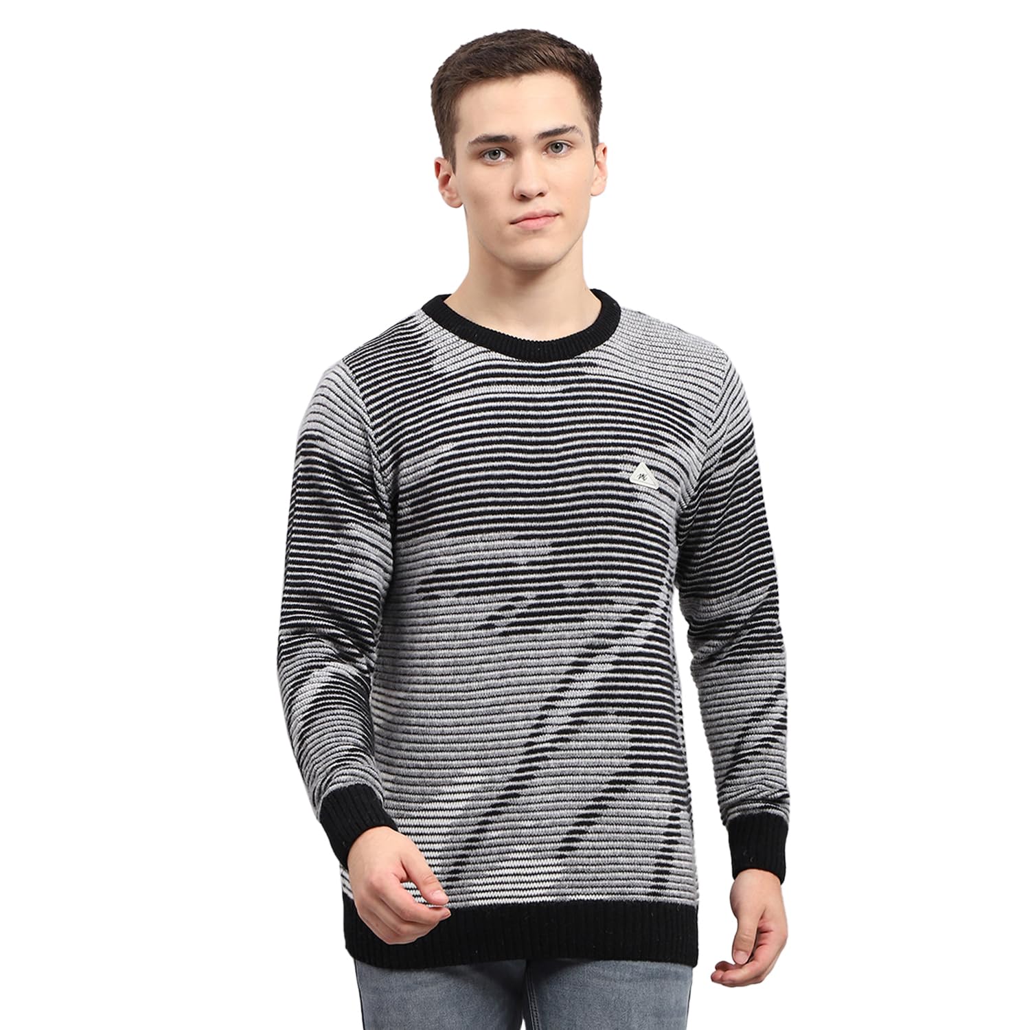 Mens Self Design Round Neck Full Sleeve Pullover (1243206RN)
