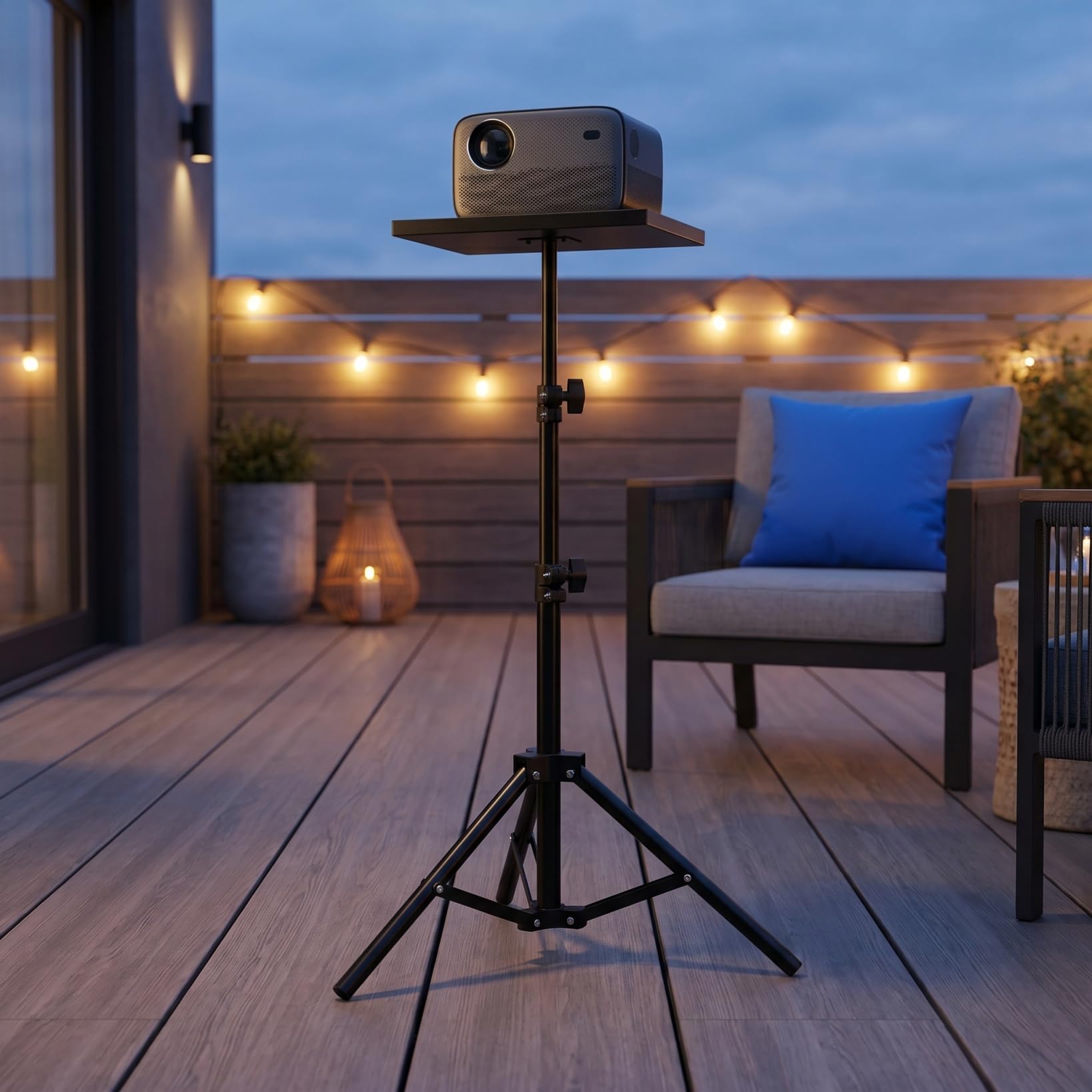 BESPORTBLE Soporte para proyector de altura regulable hasta 1 m, trípode con estante para proyector y portátil, soporte portátil para proyector para cine en casa, oficina y presentaciones al aire