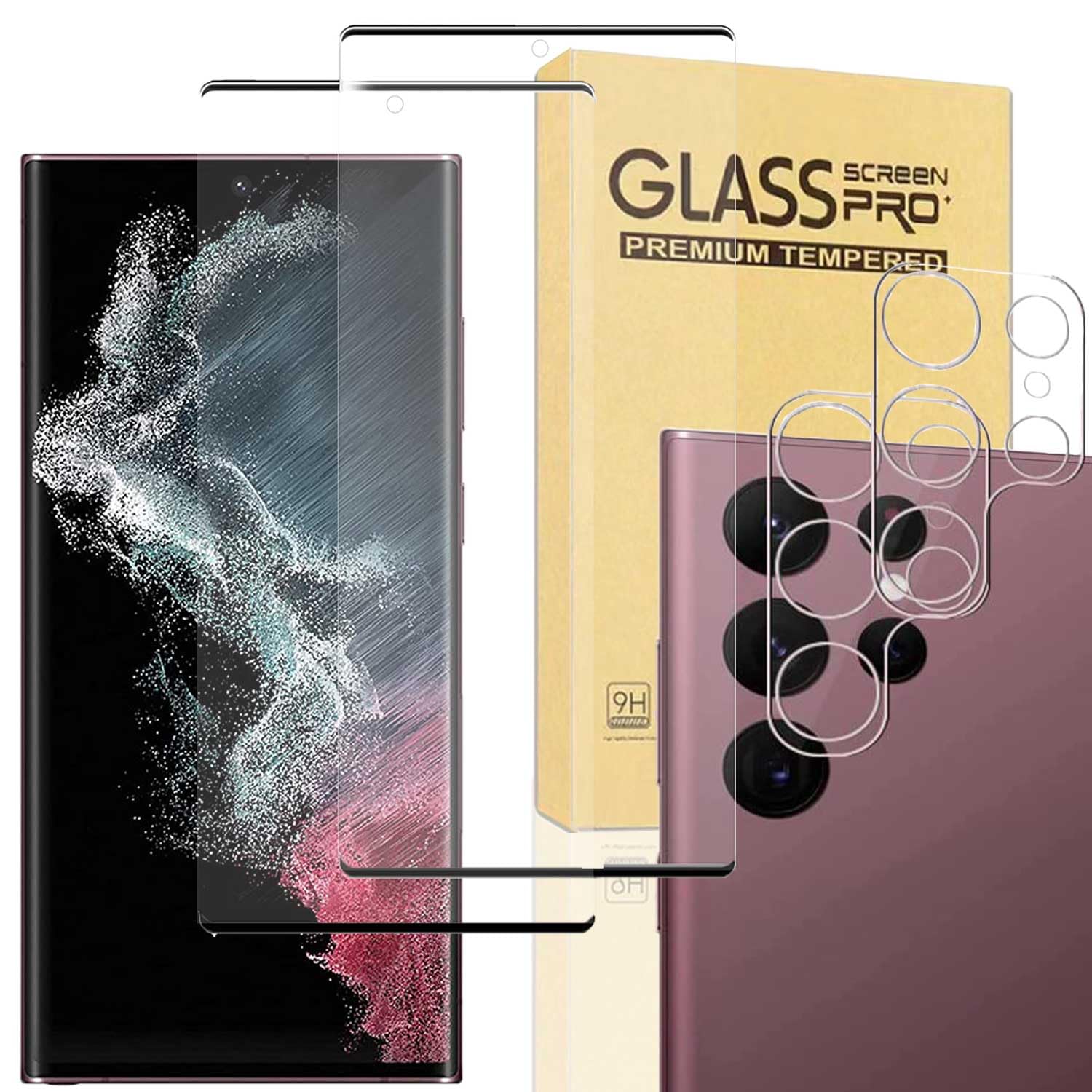 FLOVEME [2+2 Pack Samsung Galaxy S23 Ultra 5G Screen Protector Camera Lens Protector,Touch Sensitive,9H Tempered Glass Film Scratch Resistant 3D HD Curved Ultrasonic Fingerprint Support 6.8 inch