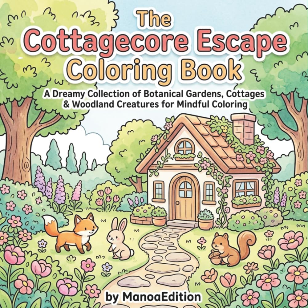 The Cottagecore Escape Coloring Book: A Dreamy Collection of Botanical Gardens, Cottages & Woodland Creatures for Mindful Coloring